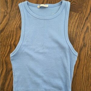 Zara Light Blue Ribbed Tank Top